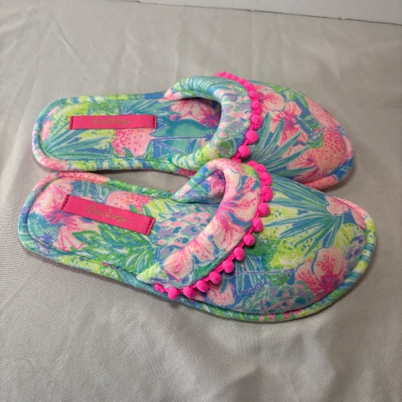 Lilly Pulitzer Swizzle Slippers Slip on 10” long Size Small Soft Bright - Picture 5 of 7